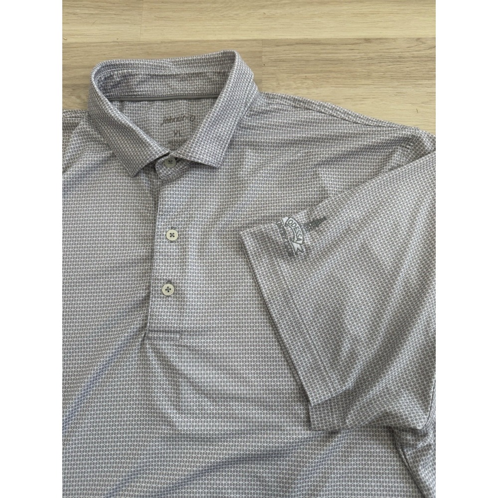 Johnnie-O Polo Golf Performance Mens XL Taupe Geometric Odessa Country Club